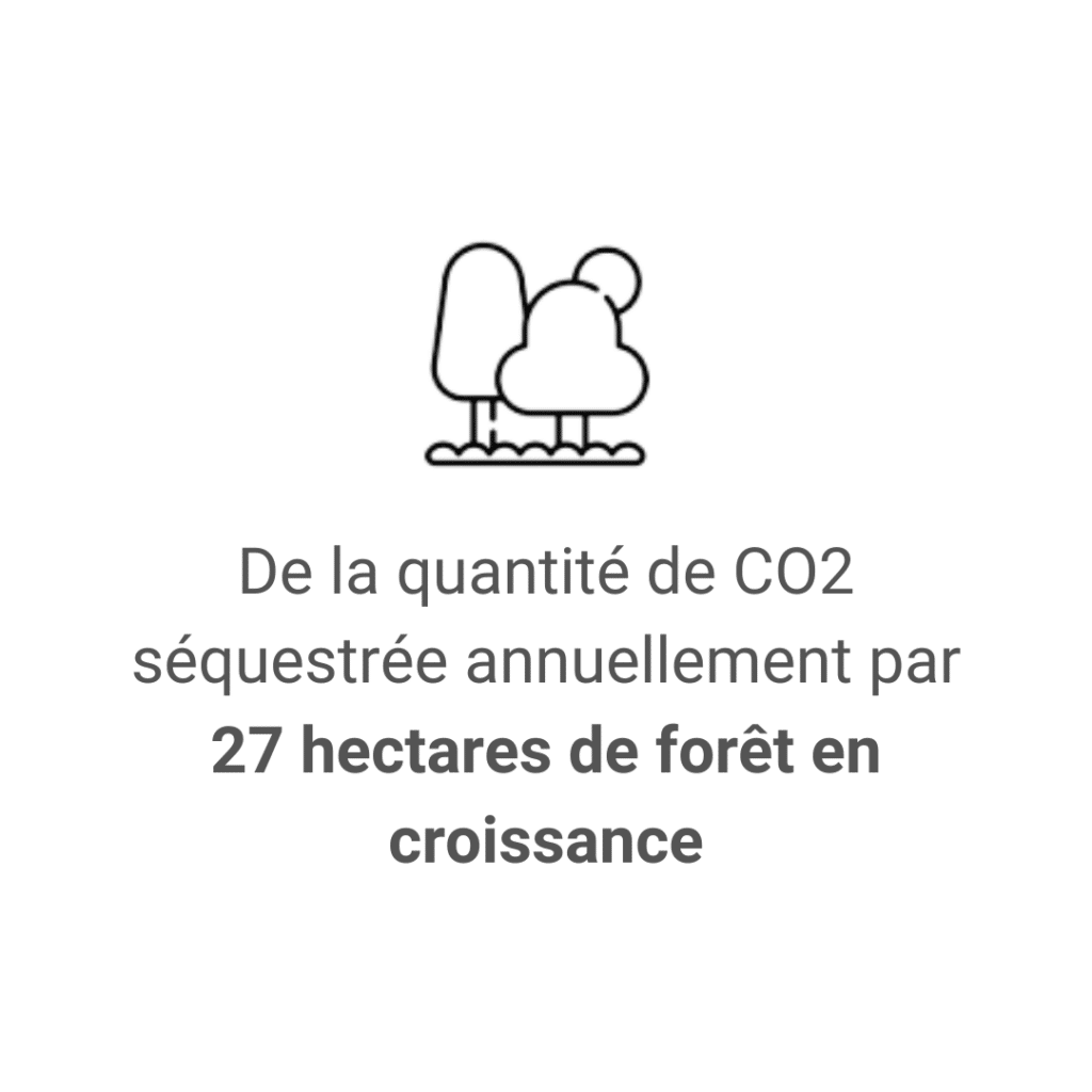 De la quantité de CO2 séquestrée annuellement par 27 hectares de forêt en croissance