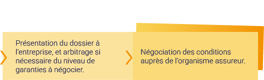 Etape 3 :
Présentation du dossier à l'entreprise, et arbitrage si nécessaire du niveau de garanties à négocier.
Etape 4 : Négociation des conditions auprès de l'organisme assureur.